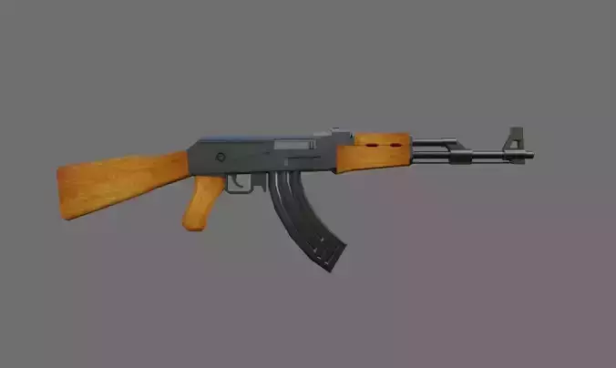 AK-47 Rifle Light wood - Machinegun - Fuzil - Metralhadora Low-poly 3D model