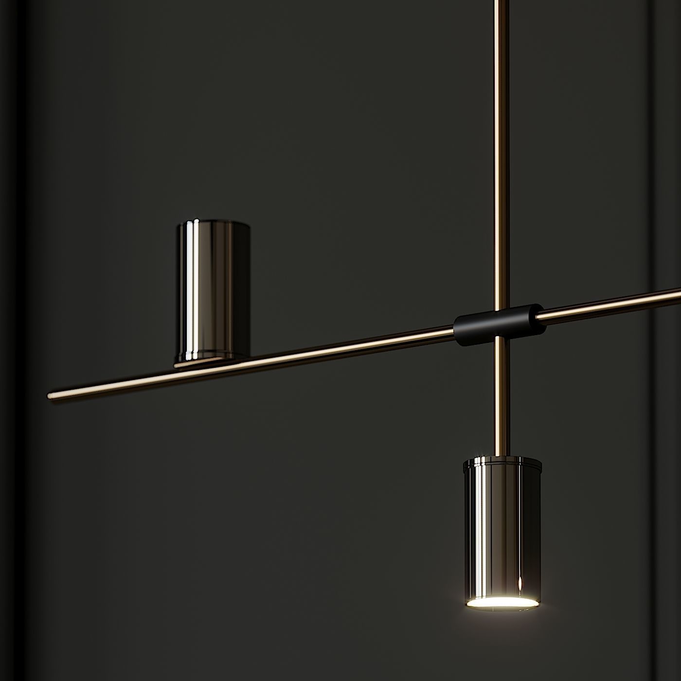 Nordic Light Luxury Long Chandelier 3D model_2