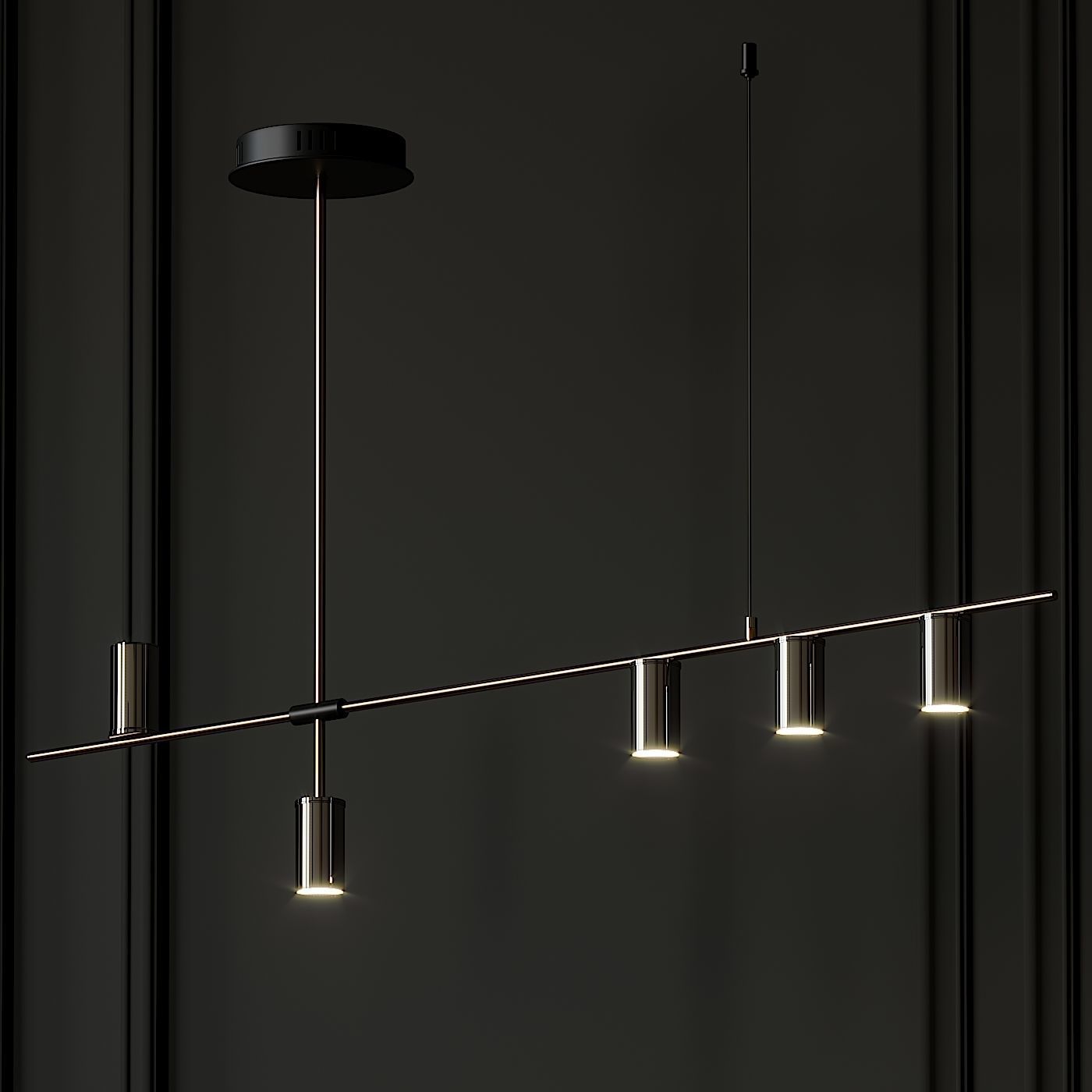 Nordic Light Luxury Long Chandelier 3D model_1