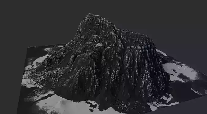 Snow Terrain - 4 OBJ High Poly to Low Poly - Tall Mountain