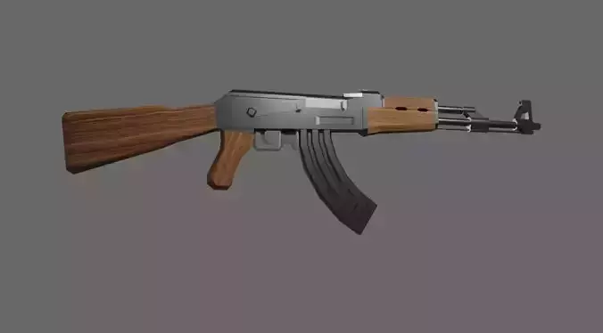 AK-47 Rifle Dark wood - Machinegun - Fuzil - Metralhadora Low-poly 3D model