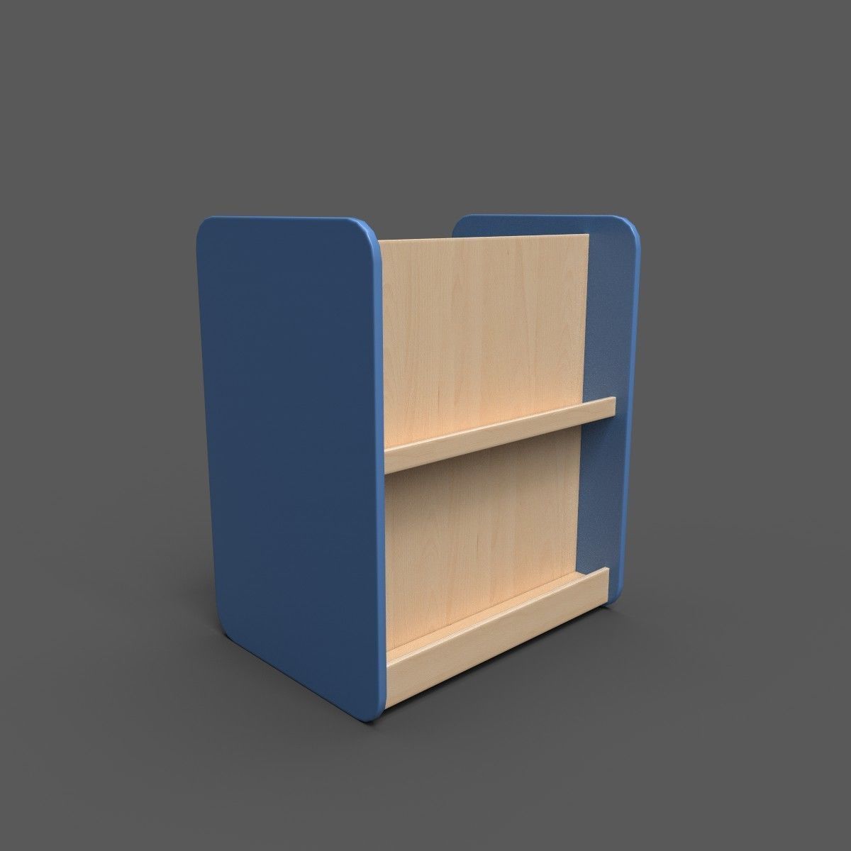 Medium Shelf Blue Low-poly 3D model_2