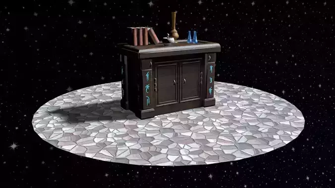 Alchemist table Low-poly 3D model