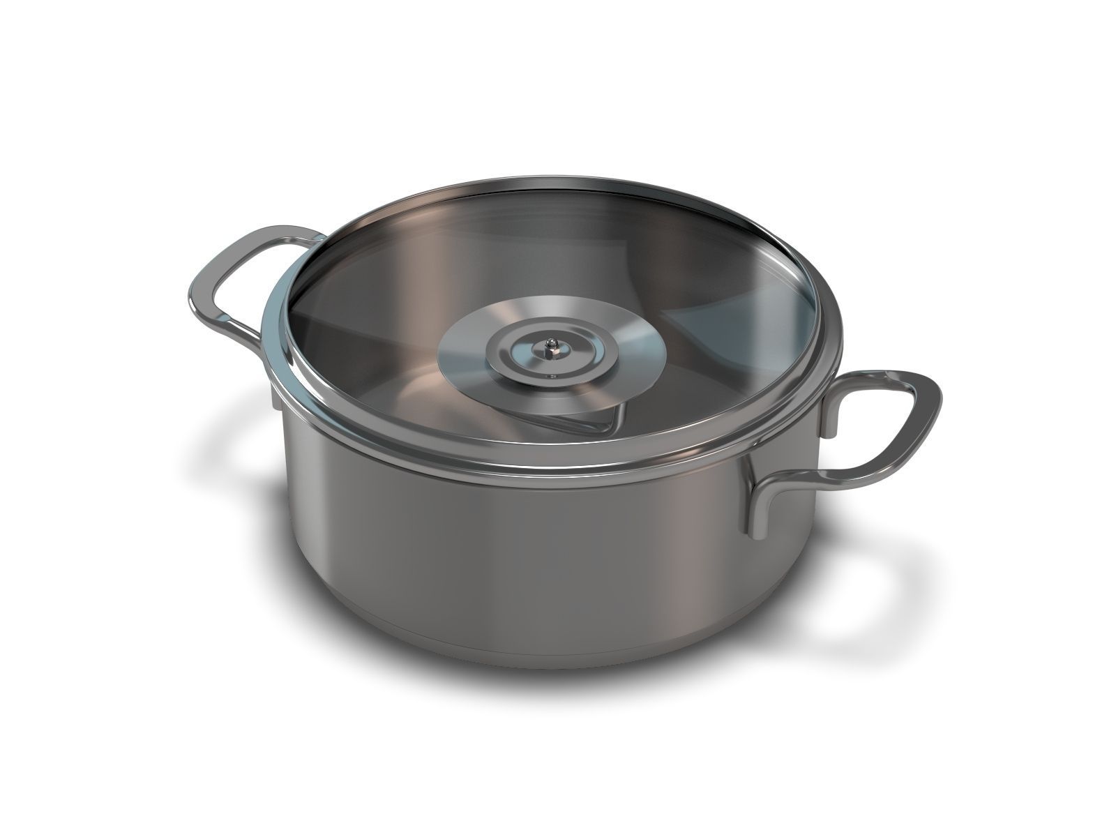 Stainless Cooking Pots with Glass Covers 3D model_3