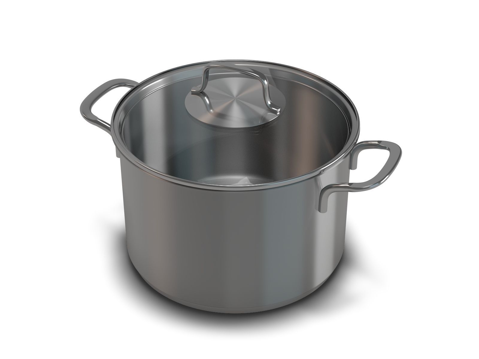 Stainless Cooking Pots with Glass Covers 3D model_2