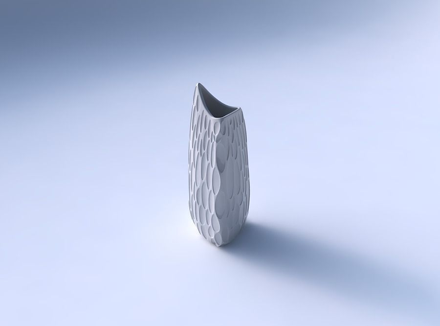 Vase curved tipping triangle 2 with bubbles 3D print model_3
