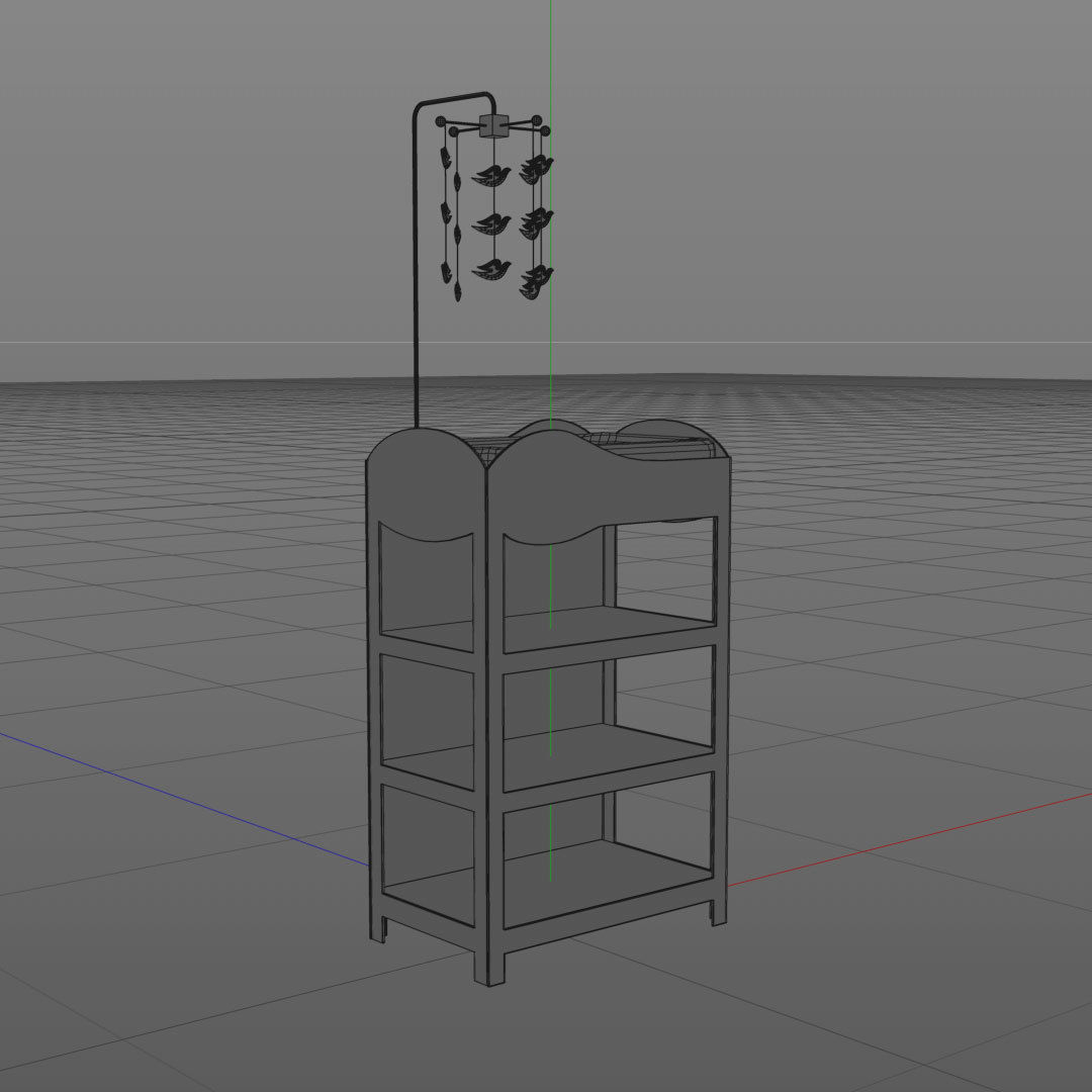 Baby Changing Table - Stand and baby mobile 3D model_5