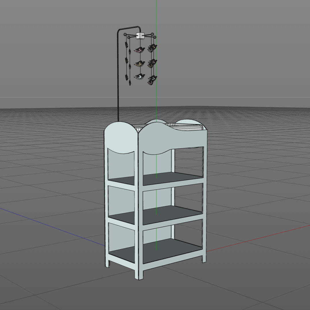 Baby Changing Table - Stand and baby mobile 3D model_4