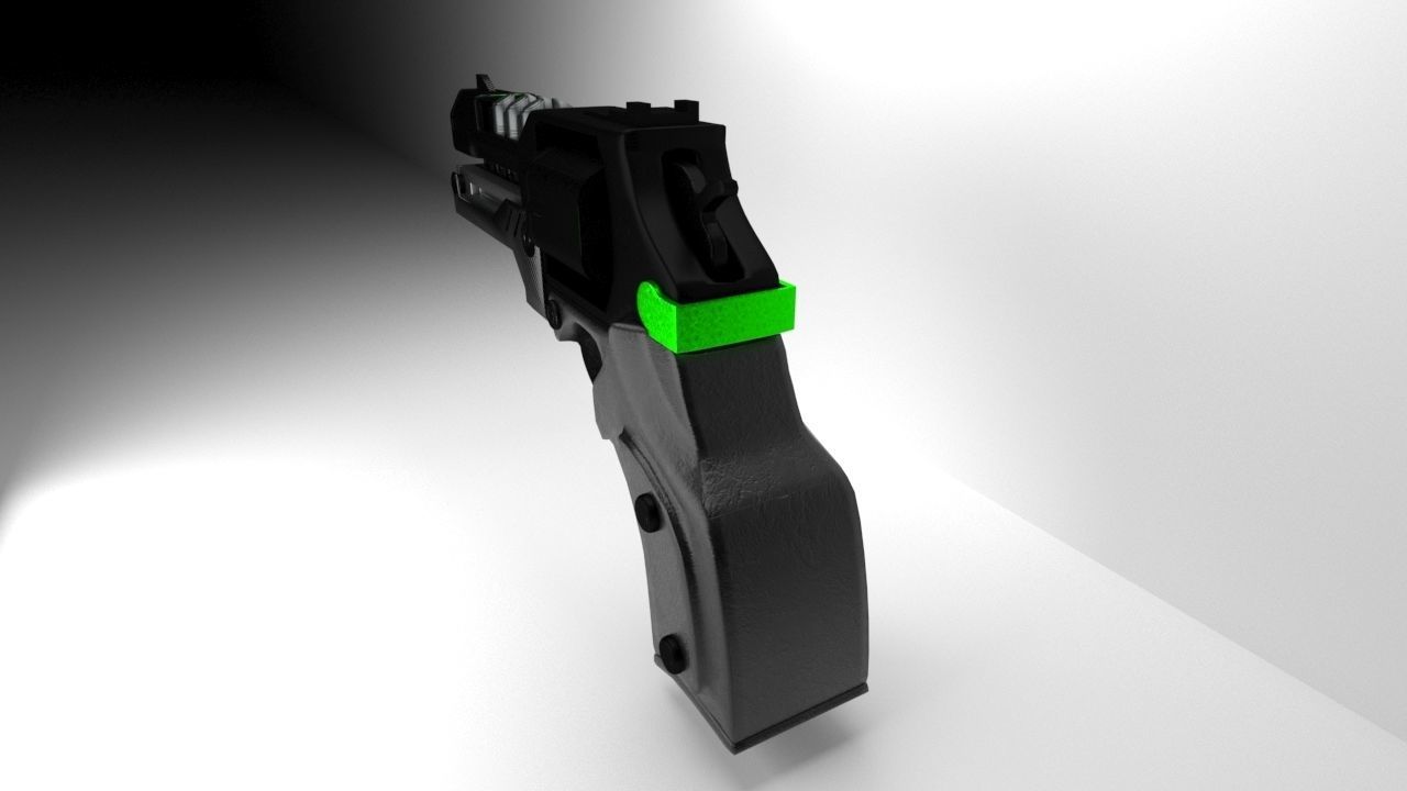 Modern Revolver Low-poly 3D model_4