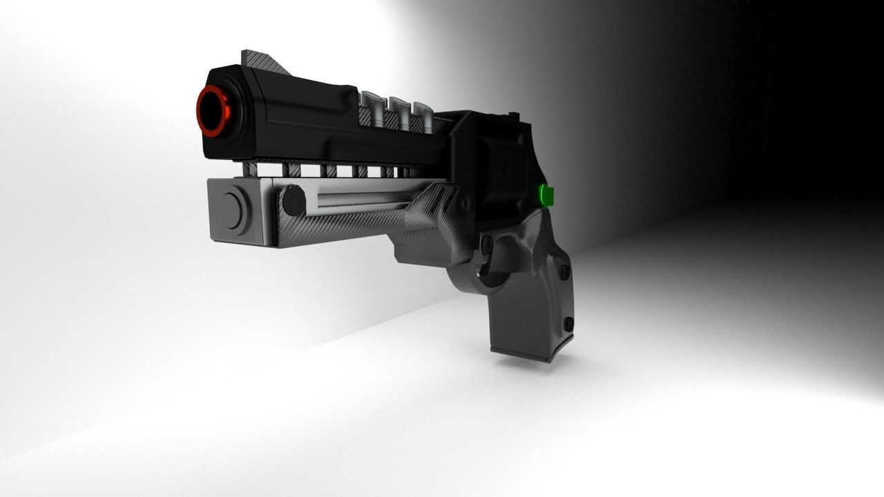 Modern Revolver Low-poly 3D model_1
