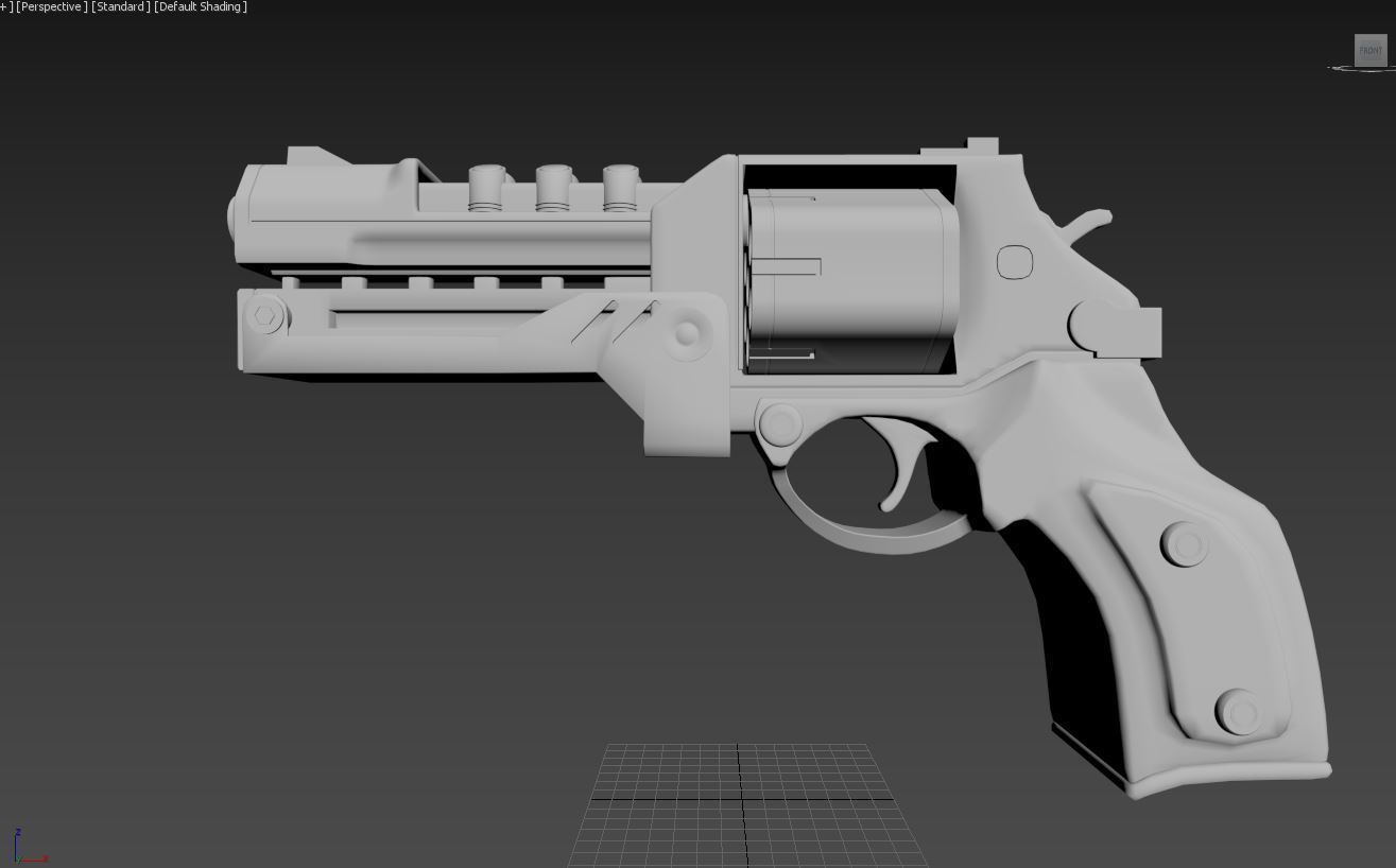 Modern Revolver Low-poly 3D model_5