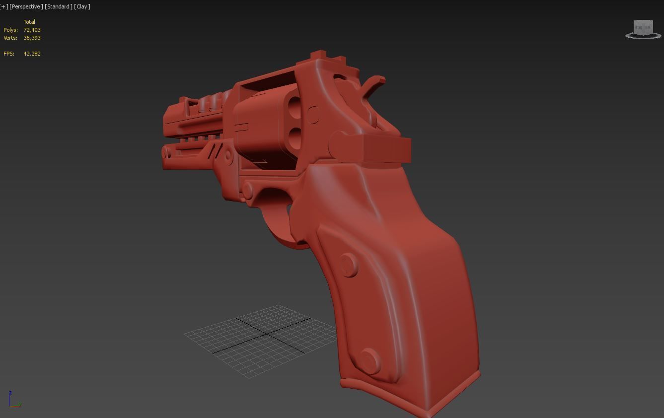 Modern Revolver Low-poly 3D model_9