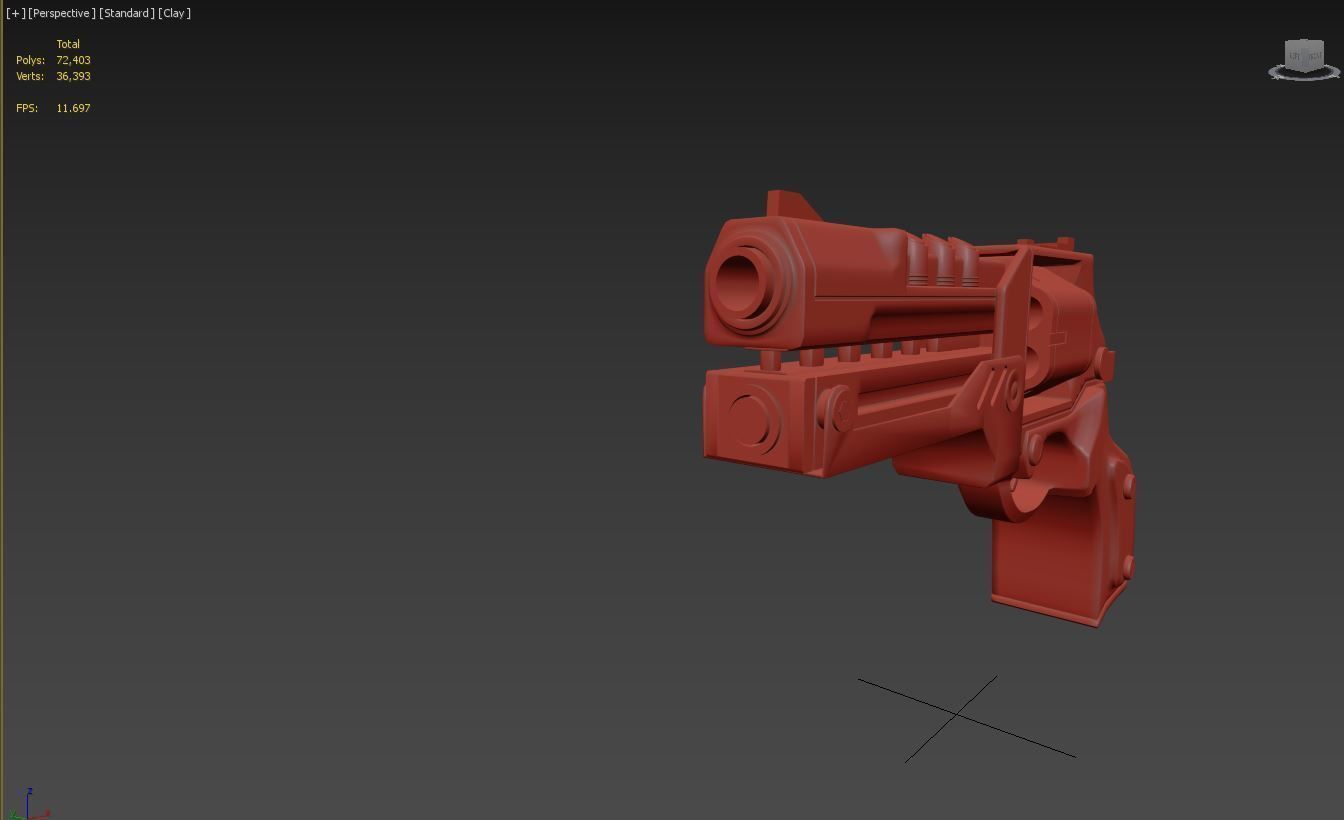 Modern Revolver Low-poly 3D model_7