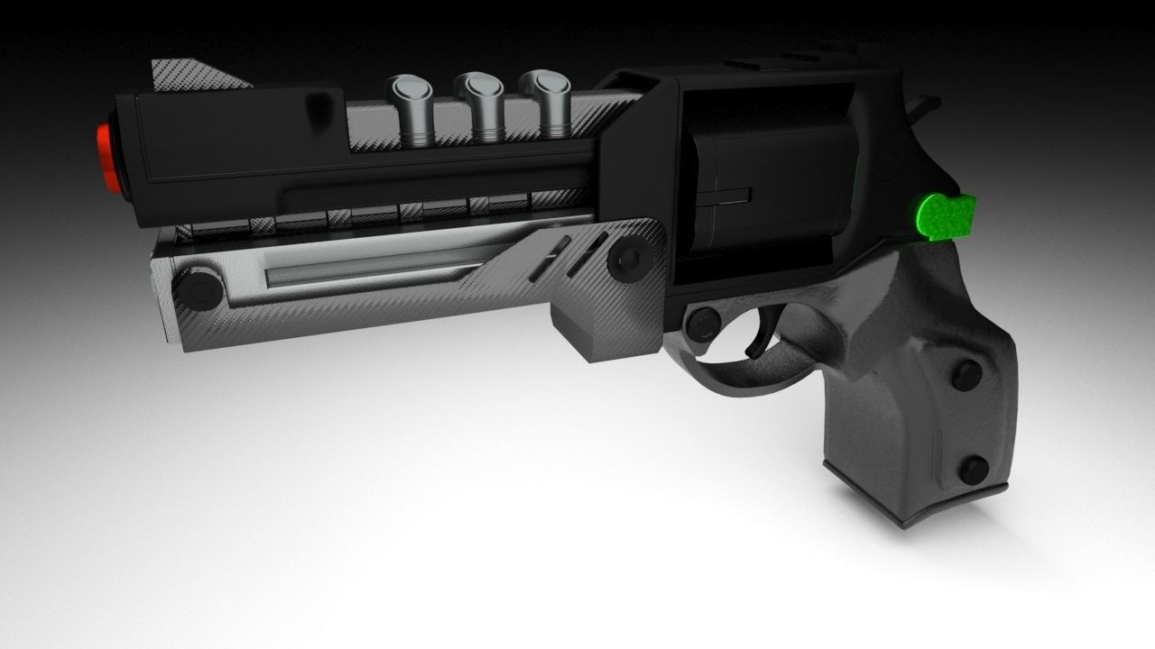 Modern Revolver Low-poly 3D model_2