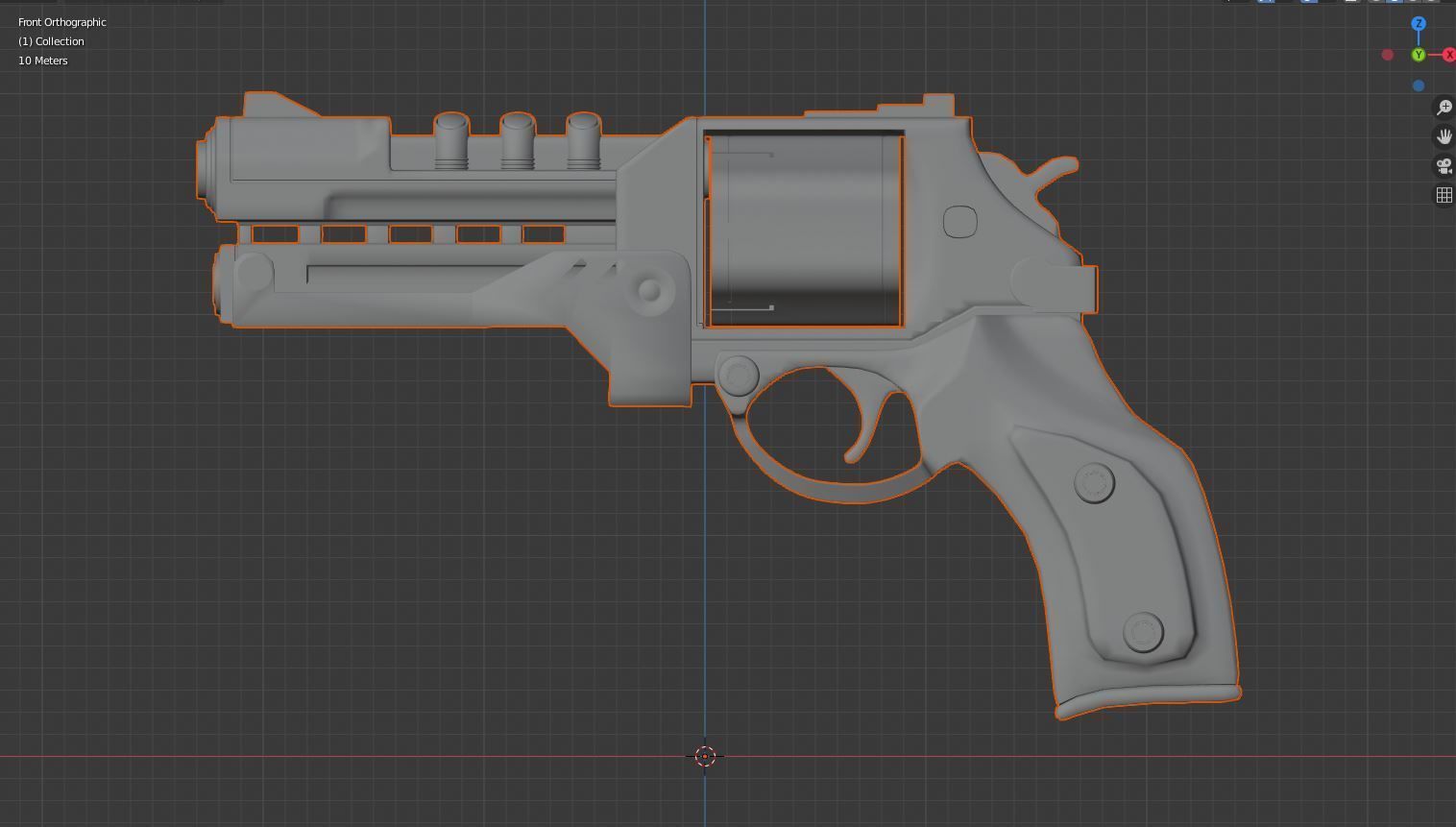 Modern Revolver Low-poly 3D model_8