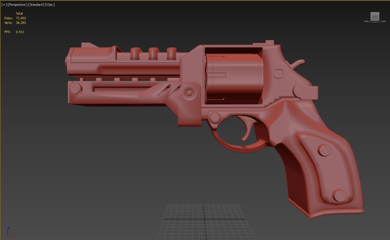 Modern Revolver Low-poly 3D model_6