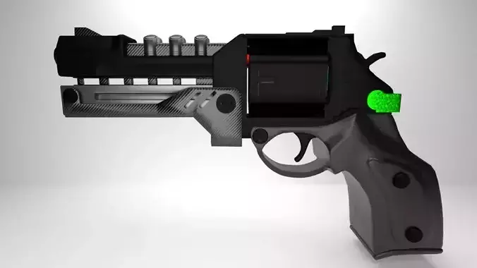 Modern Revolver Low-poly 3D model