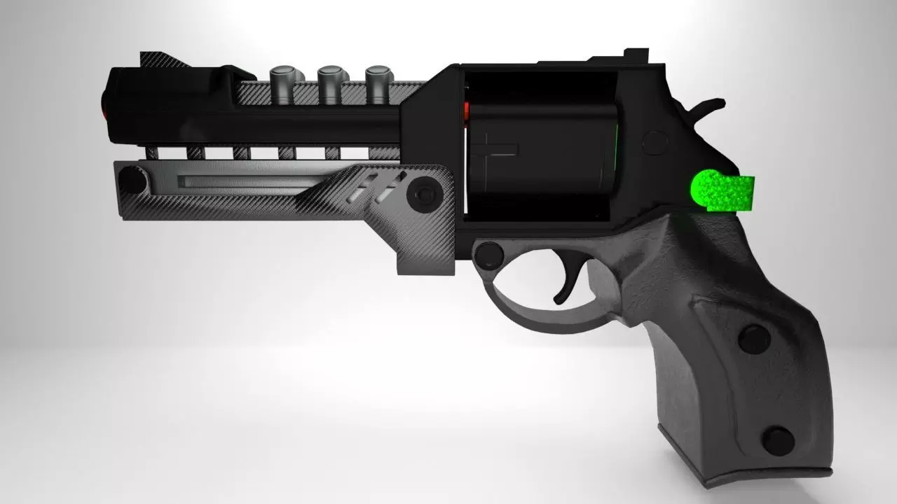 Modern Revolver Low-poly 3D model_0