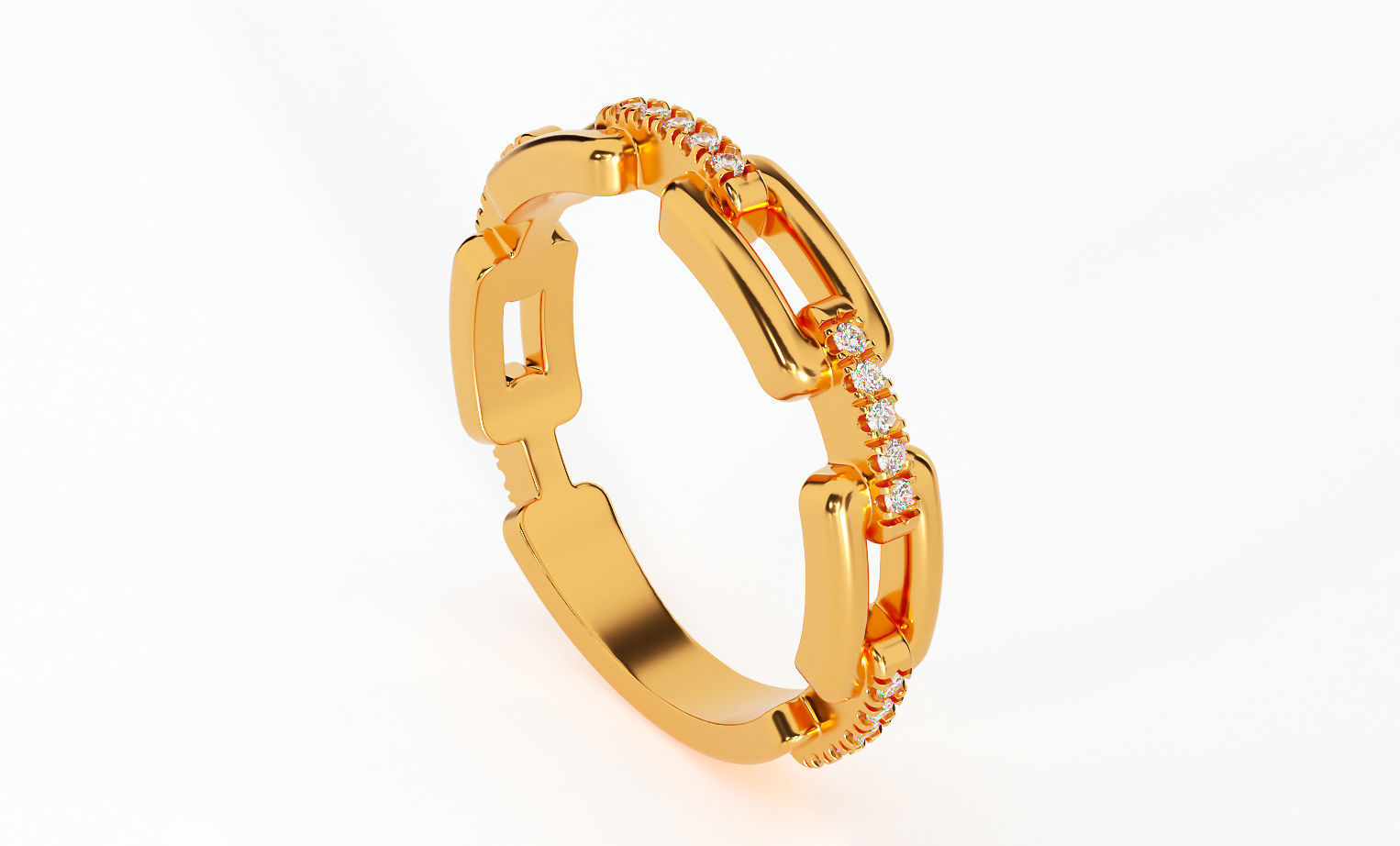 Chain ring with round diamonds 3D print model_3