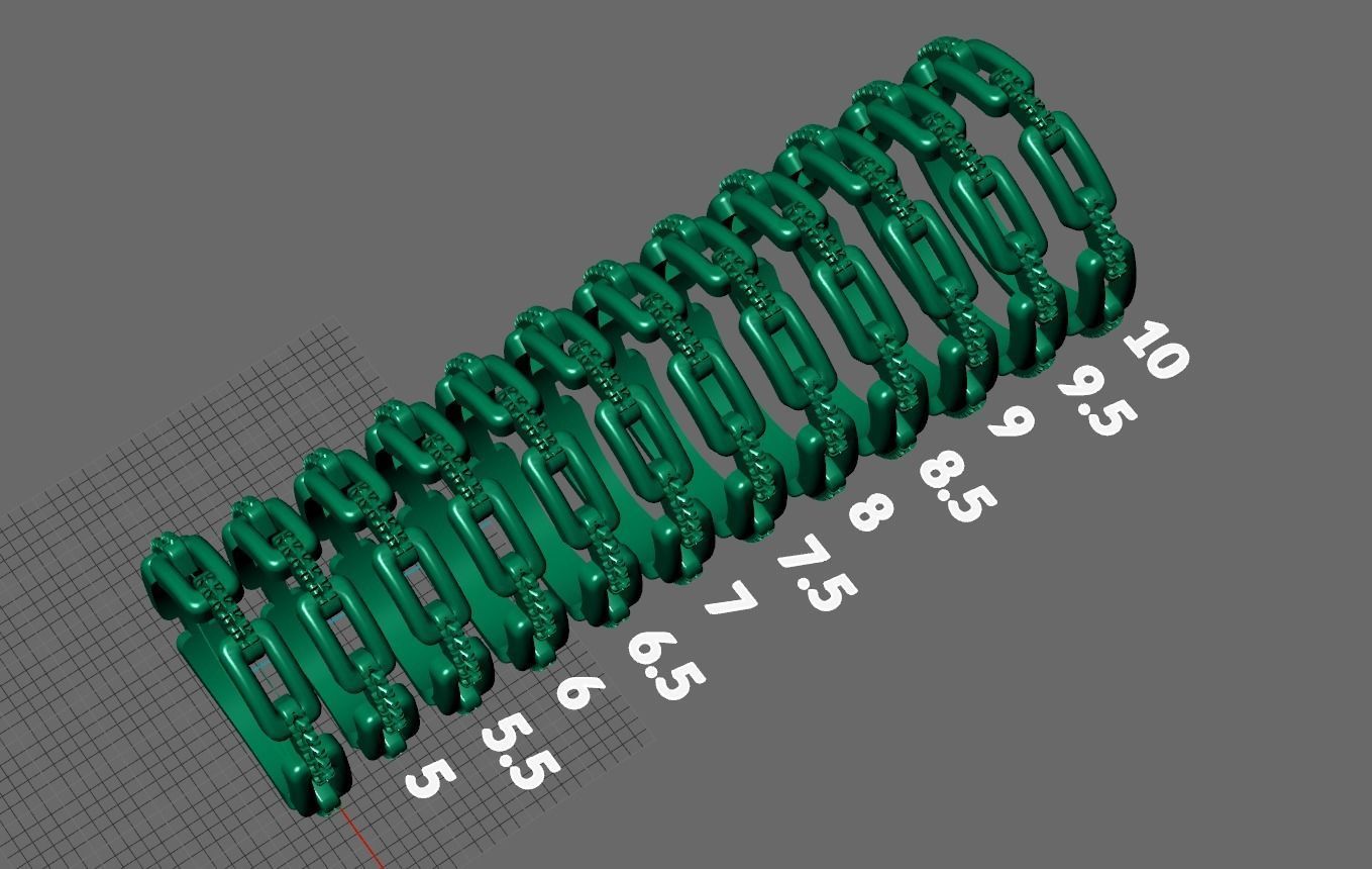 Chain ring with round diamonds 3D print model_11