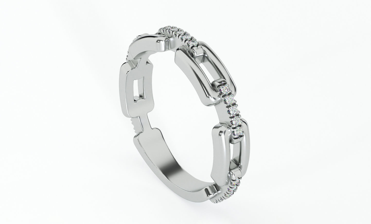 Chain ring with round diamonds 3D print model_5