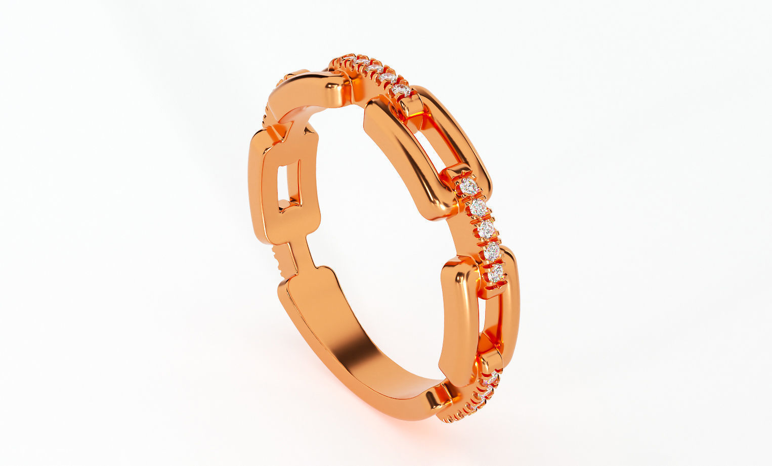 Chain ring with round diamonds 3D print model_4