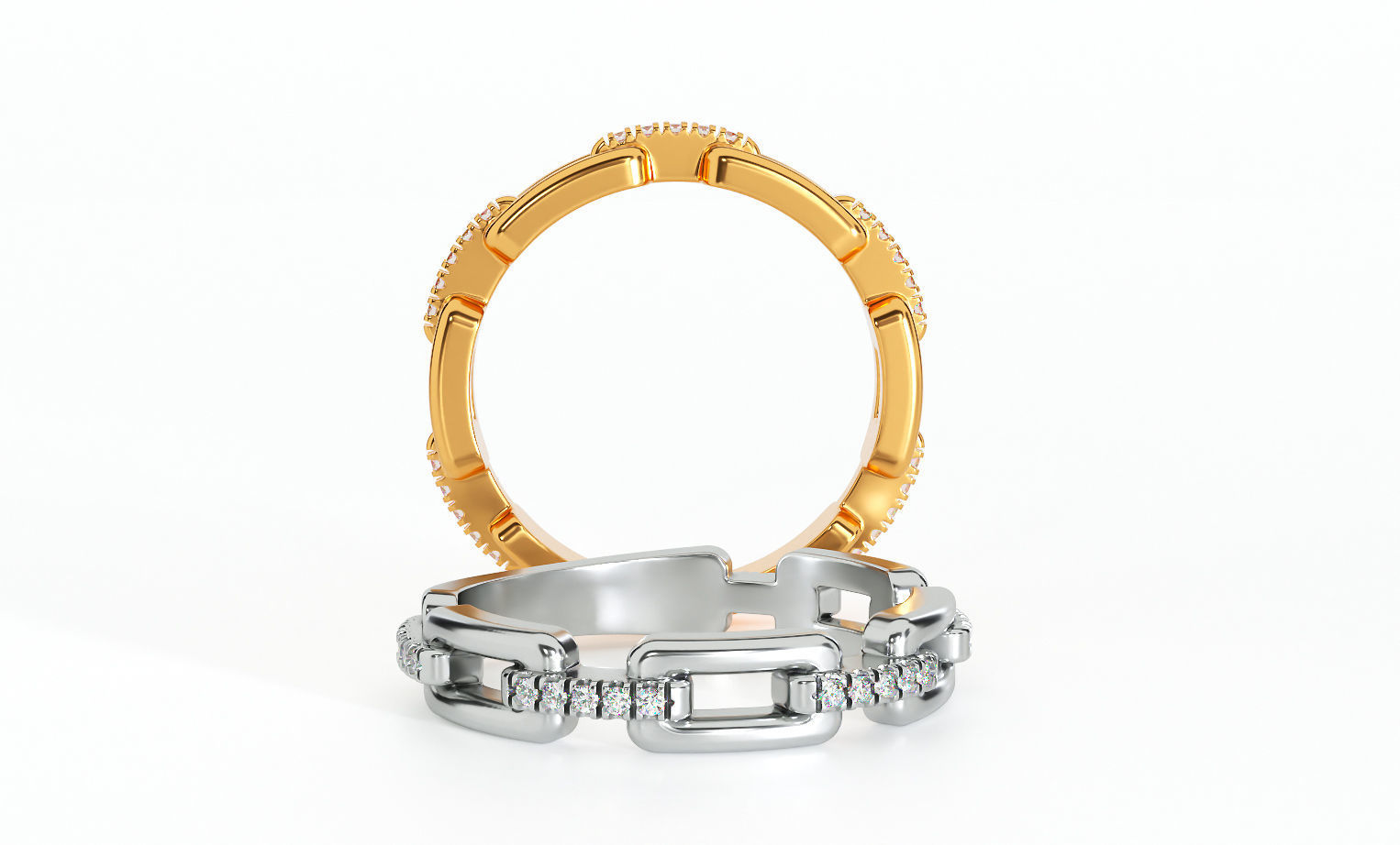 Chain ring with round diamonds 3D print model_1