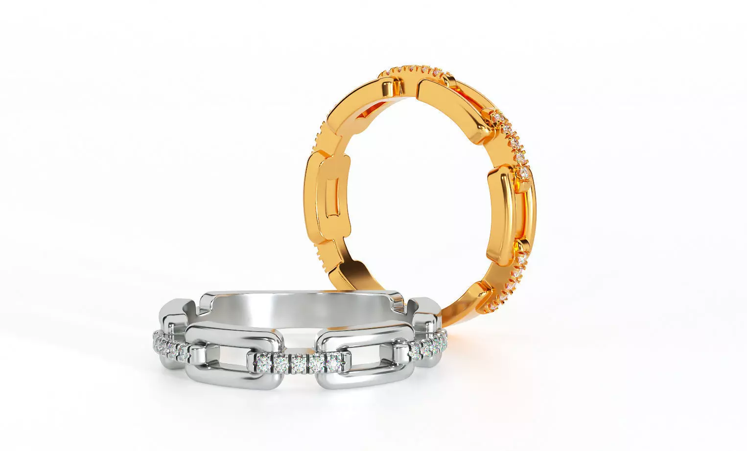Chain ring with round diamonds 3D print model_0