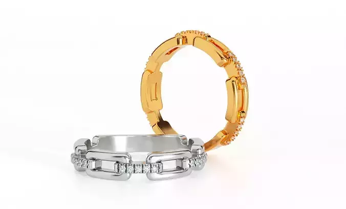 Chain ring with round diamonds 3D print model
