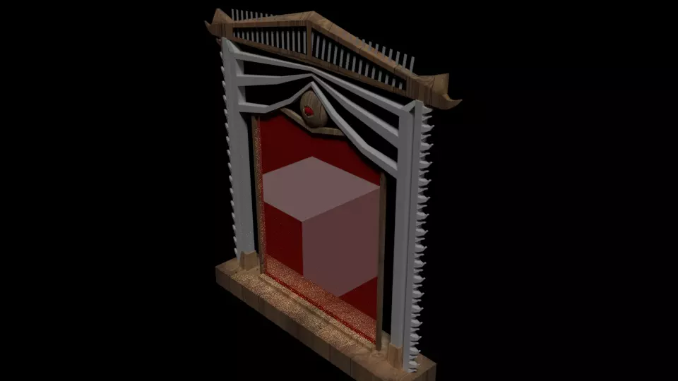Mirror door with curtain Free low-poly 3D model