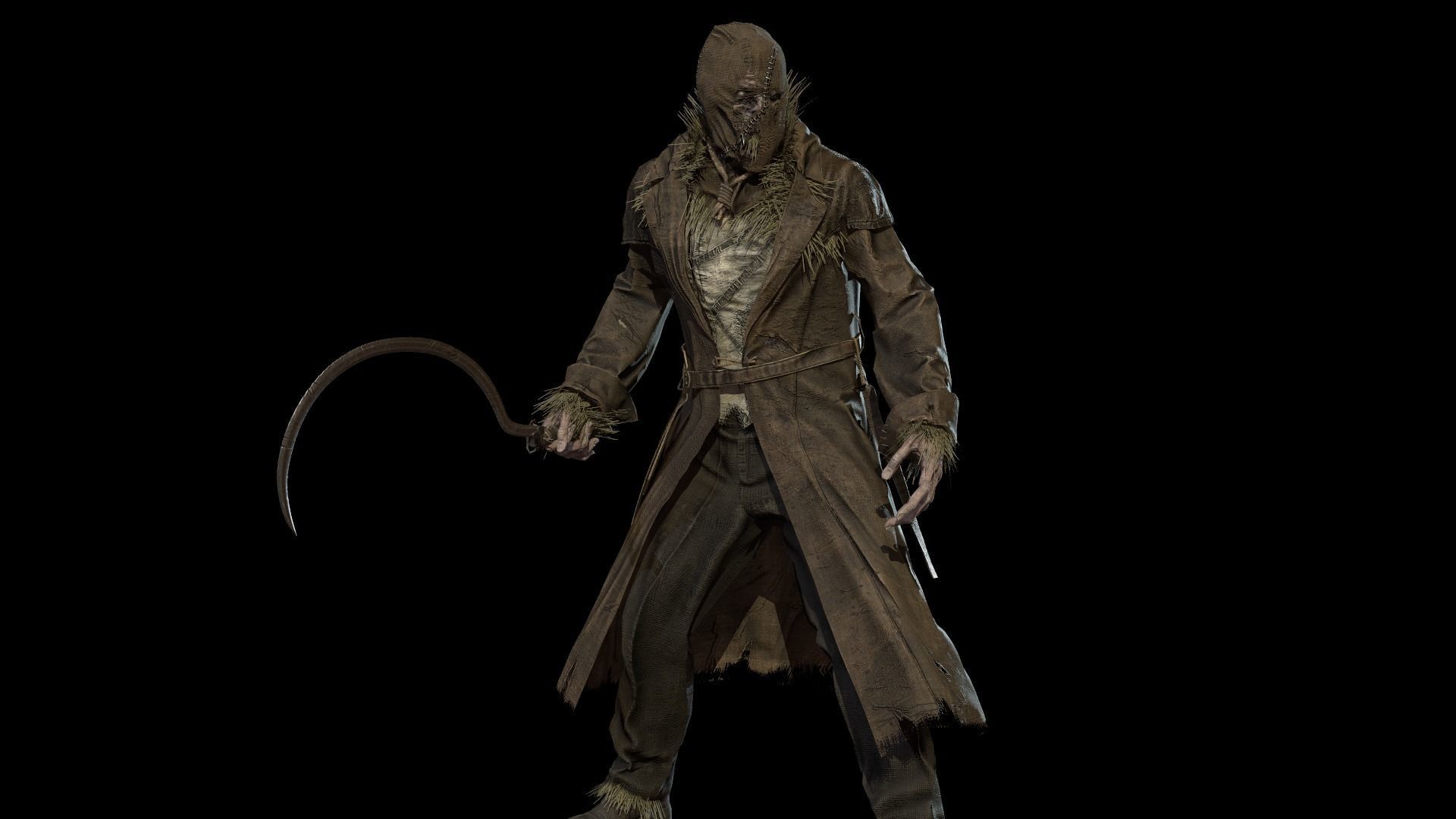 Scary scarecrow Low-poly 3D model_3