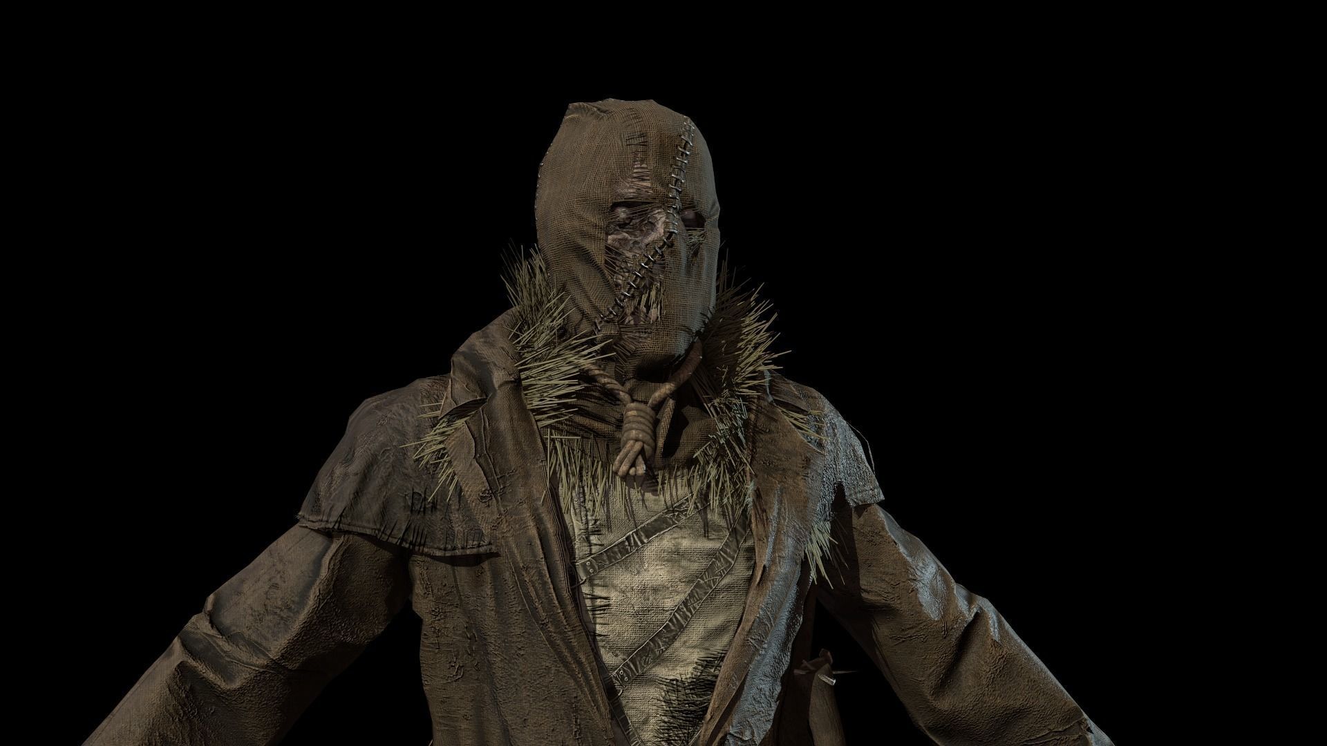 Scary scarecrow Low-poly 3D model_14