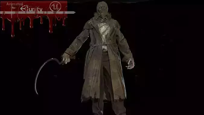 Scary scarecrow Low-poly 3D model