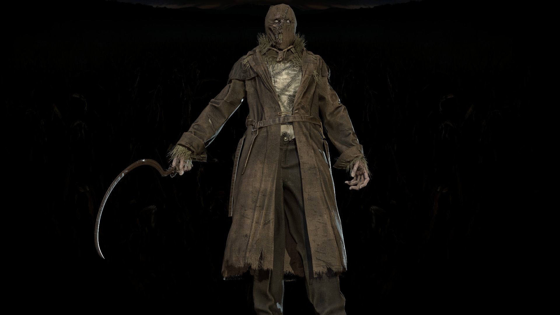 Scary scarecrow Low-poly 3D model_11
