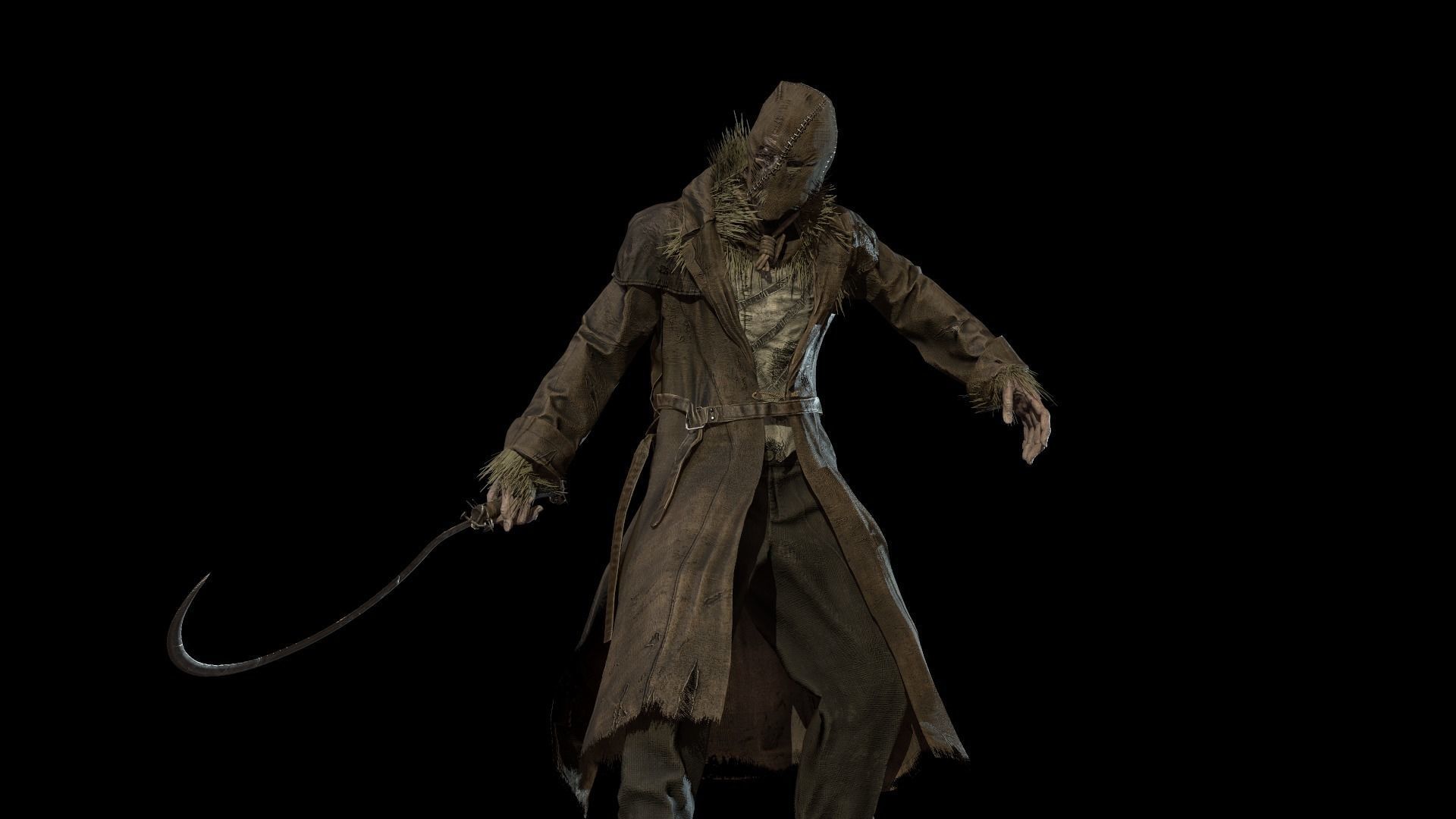 Scary scarecrow Low-poly 3D model_4