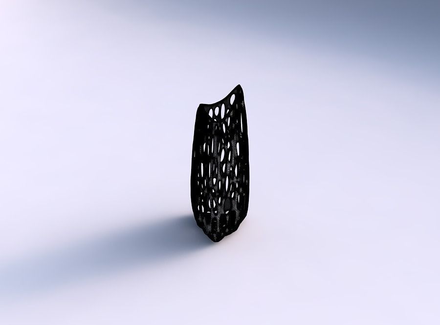 Vase curved tipping triangle 2 with relaxed organic lattice 3D print model_5