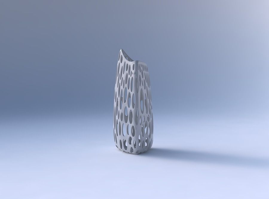 Vase curved tipping triangle 2 with relaxed organic lattice 3D print model_4