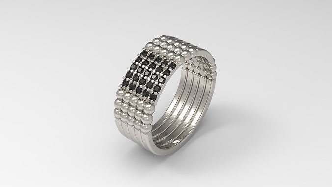 Engagement 5 row ring 17 3D print model