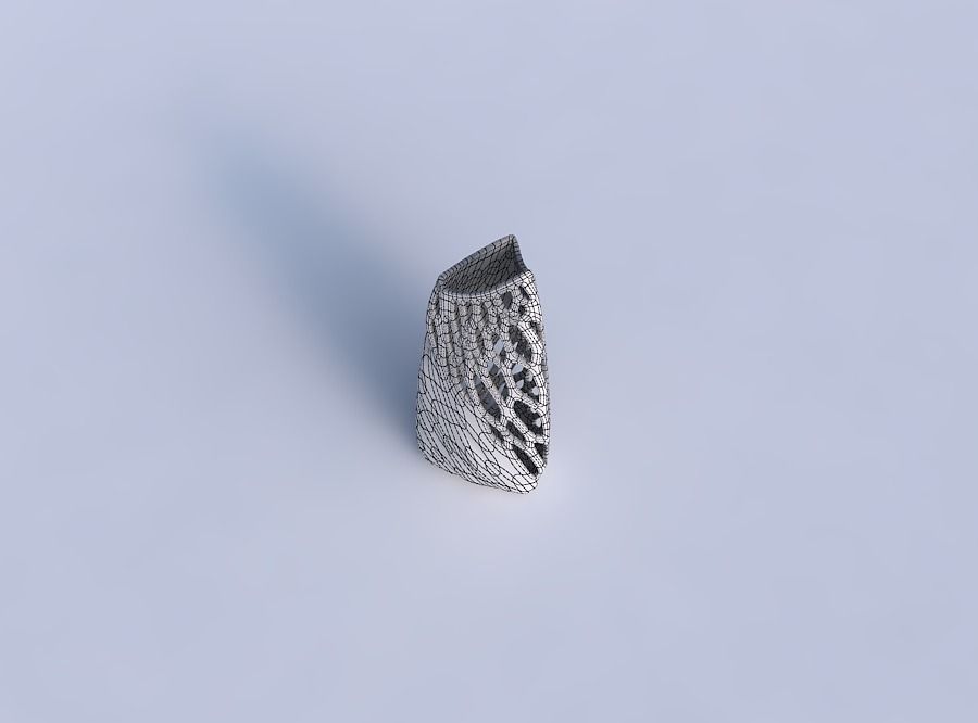 Vase curved tipping triangle 2 with twisted half organic lattice 3D print model_6
