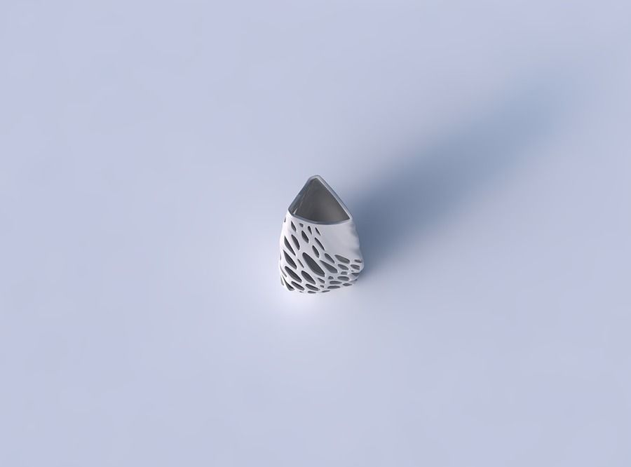 Vase curved tipping triangle 2 with twisted half organic lattice 3D print model_2