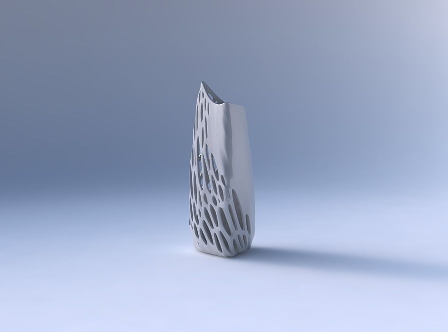 Vase curved tipping triangle 2 with twisted half organic lattice 3D print model_4