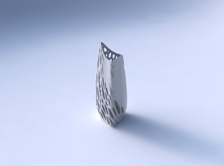 Vase curved tipping triangle 2 with twisted half organic lattice 3D print model_3