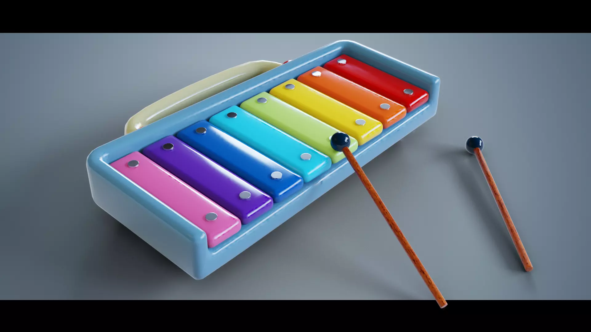 Rainbow Xylophone Low-poly 3D model
