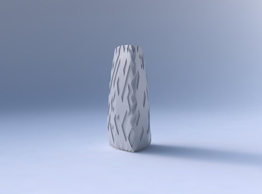 Vase curved tipping triangle with cavities 3D print model_4