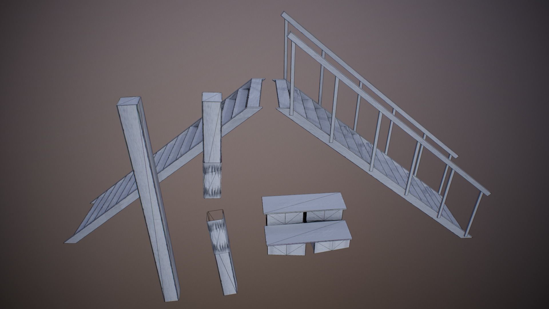 Modular Junk House Kit Low-poly 3D model_21