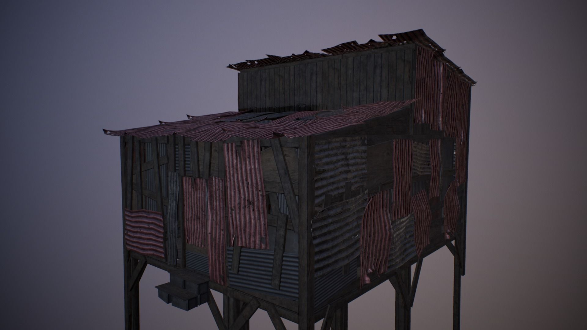 Modular Junk House Kit Low-poly 3D model_6