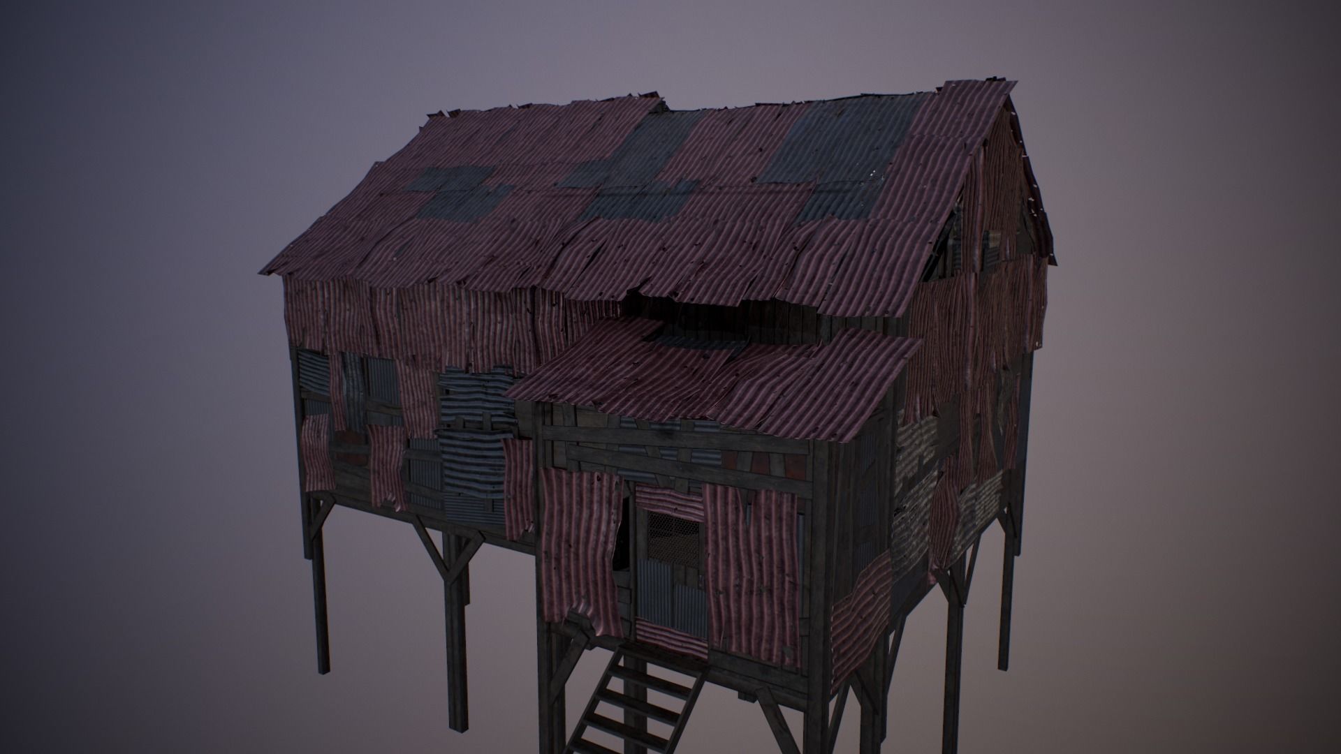 Modular Junk House Kit Low-poly 3D model_9