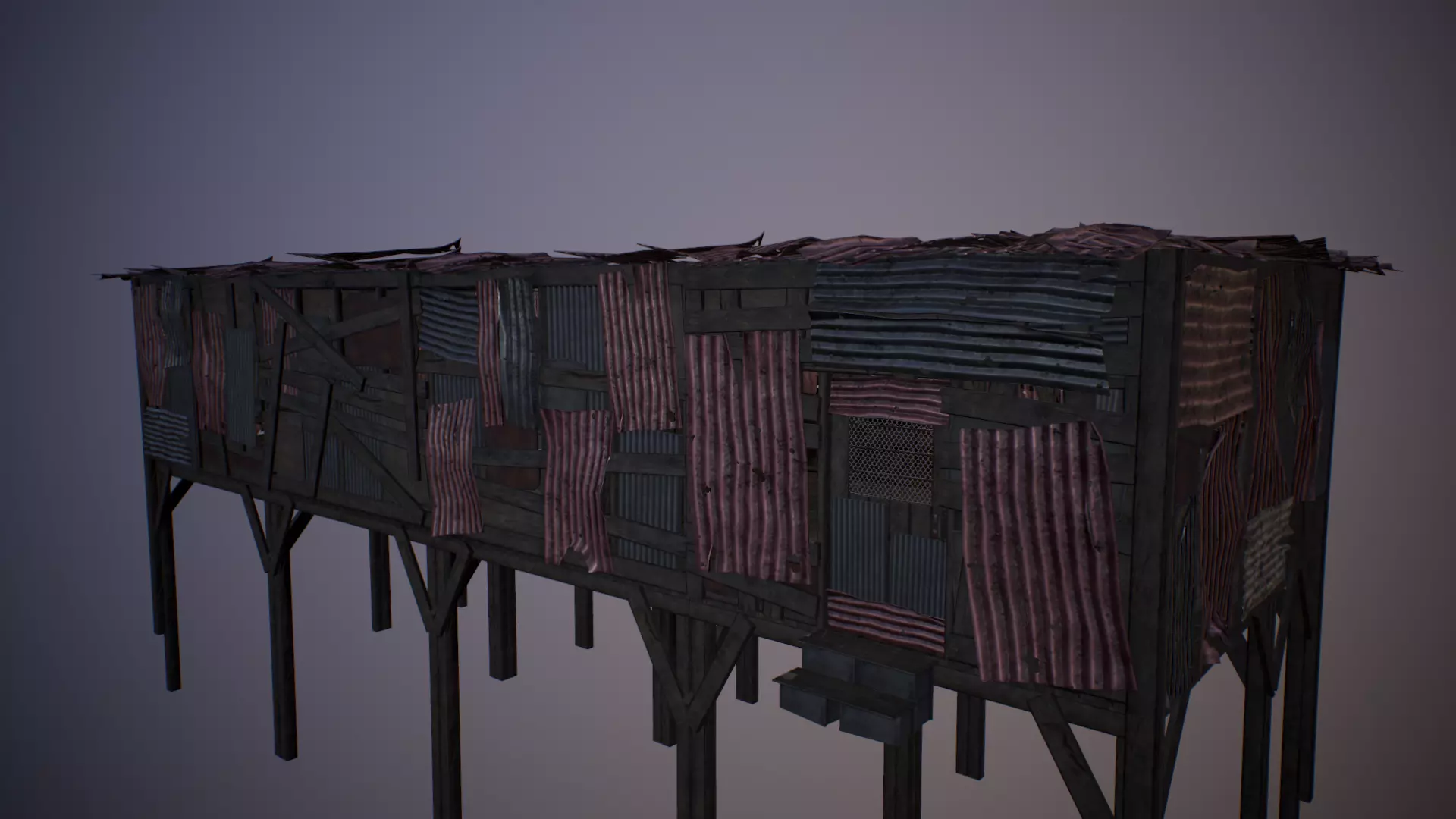 Modular Junk House Kit Low-poly 3D model_0