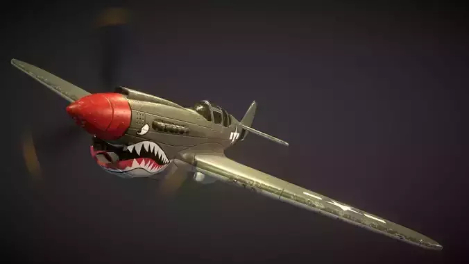 Curtiss P-40 Warhawk Low-poly 3D model