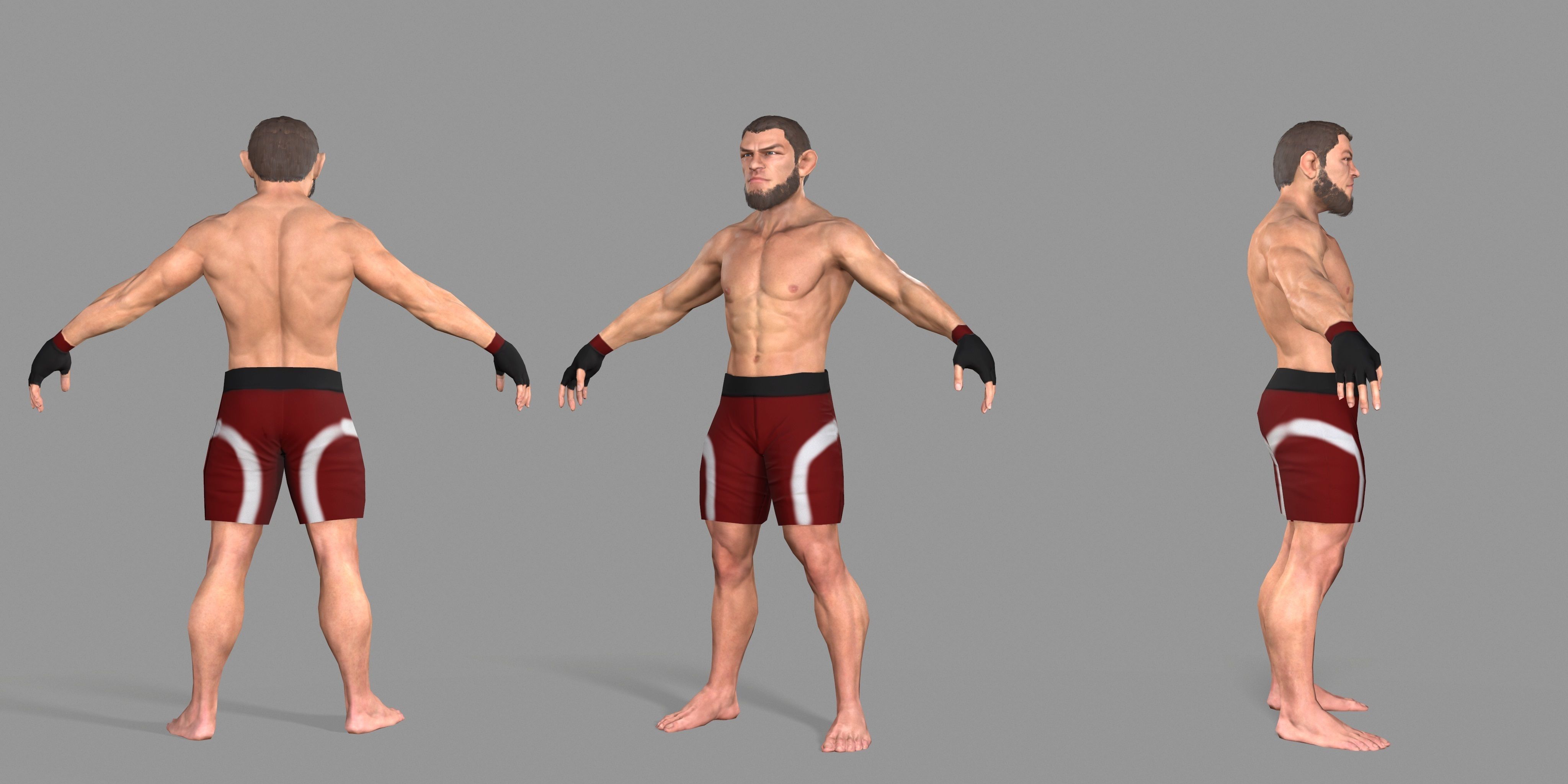 UFC Boxer Low-poly 3D model_4